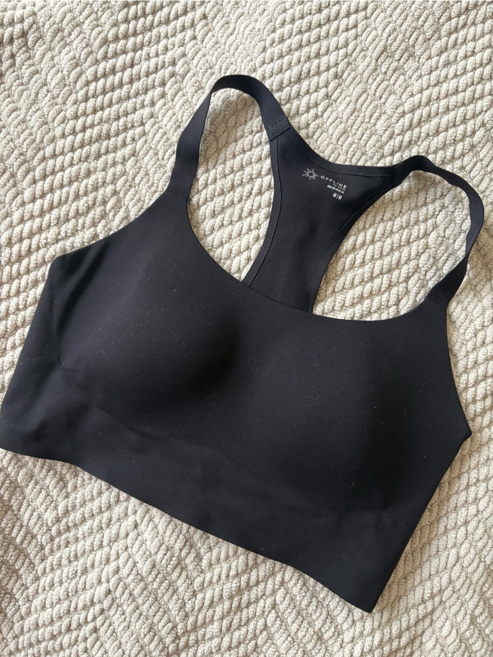 aerie Black Seamless Racerback Sports Bra Top